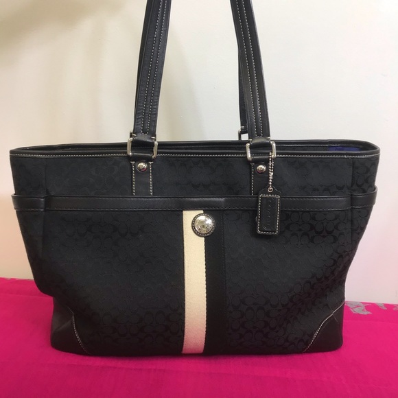 COACH Voyage Signature Zipup Tote/Diaper Bag Black - Picture 15 of 16